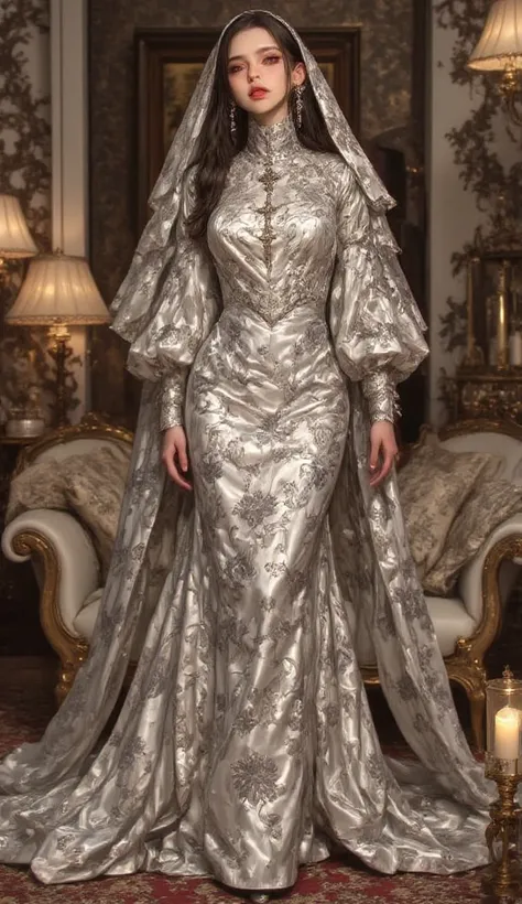 Beautiful model wearing a silver long dresses are one of the hottest fashion items of the moment. They not only add highlight to your overall appearance but also make you exude elegance and romance. Whether it's a formal or casual occasion, a long floral d...