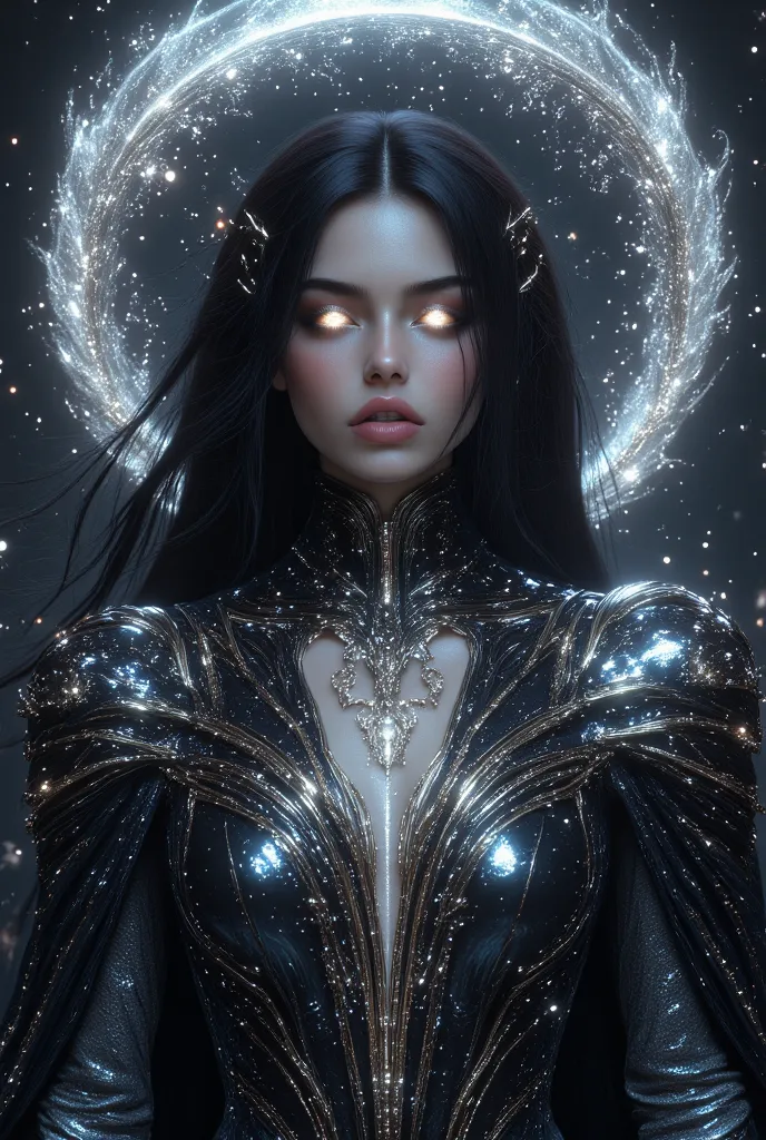 Goddess Nyx,the goddess of the night,Form and AppearanceNyx has long, jet black hair that flows like the night itself, falling in gentle waves over her shoulders & back. Her hair seems to shimmer in the darkness and reflects the light of the stars, giving ...