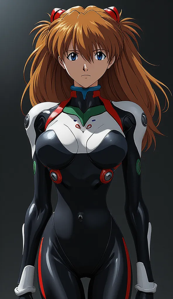 Asuka langley in black white bodysuit