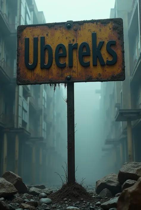 Warning sign with the inscription UberEKS 