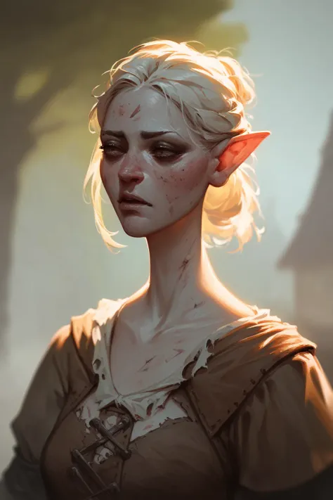   DND zombie women (empty black hollows in place of the eyes), as a background in medieval cheap torn clothes with pitchforks, the rotting face,  portrait, (very blurred background, medieval village in the background). 