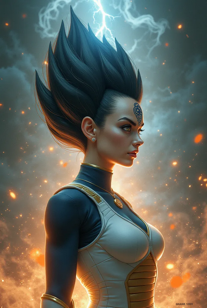 Vegeta with M on her forehead, logo for medicine