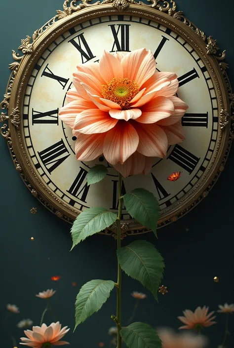 I need the flower to be exactly half of the clock