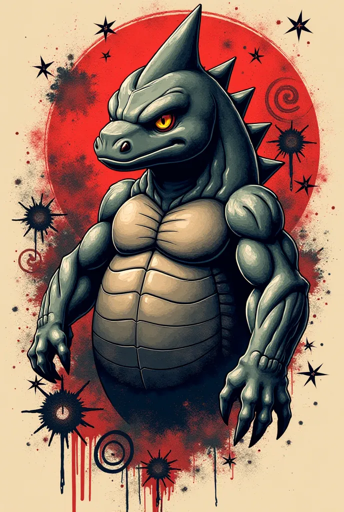 create a masculine pokemon old school style tattoo