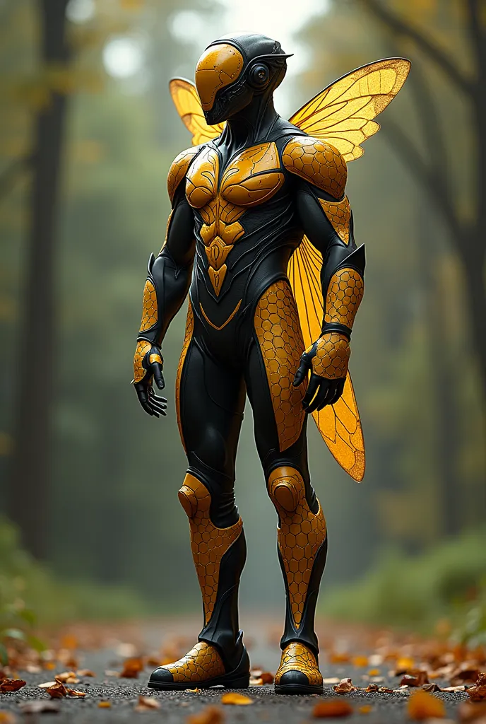 Create a superhero costume, male, inspired by Queen Bee,with fabric 