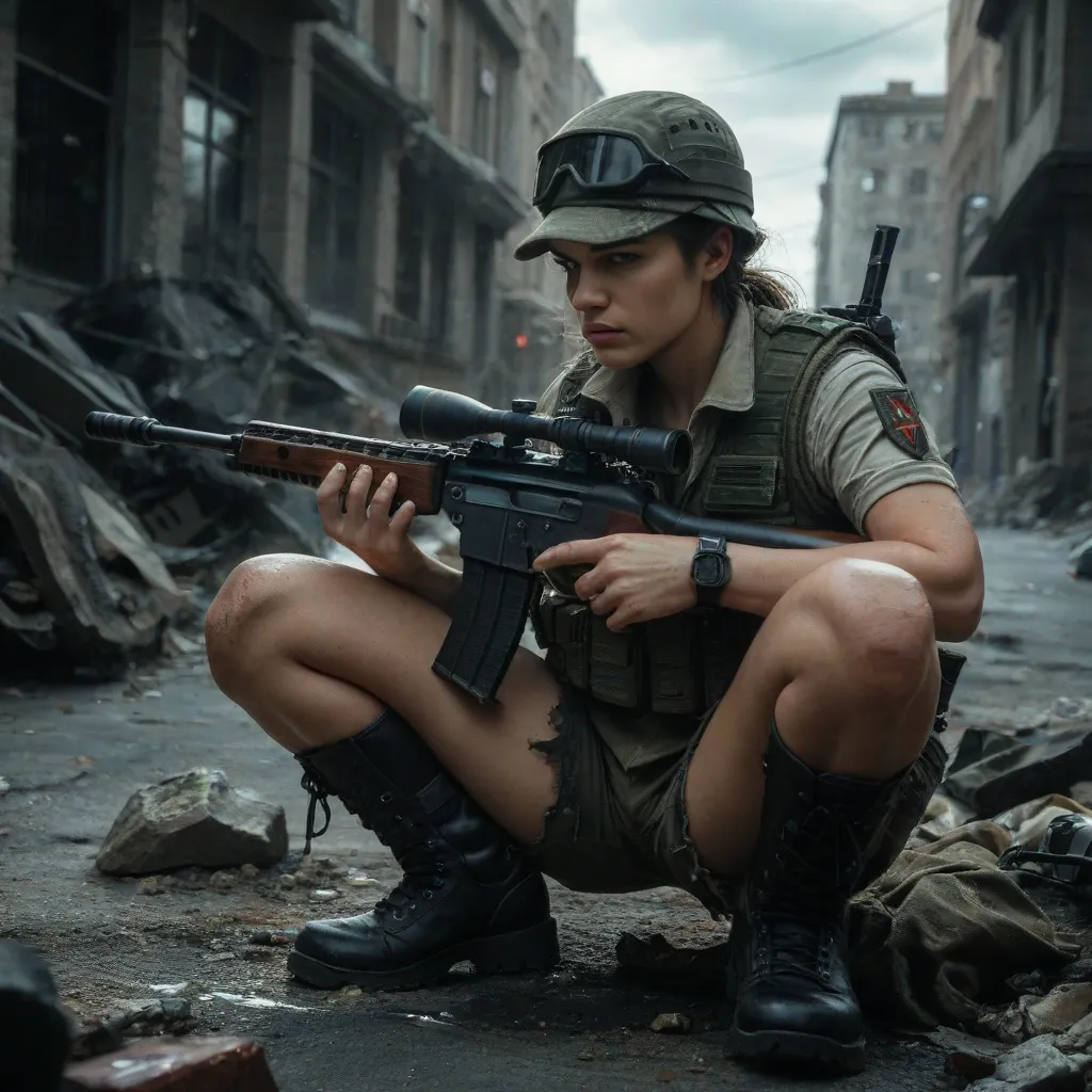 woman elite special unit, battlefield, shorts 