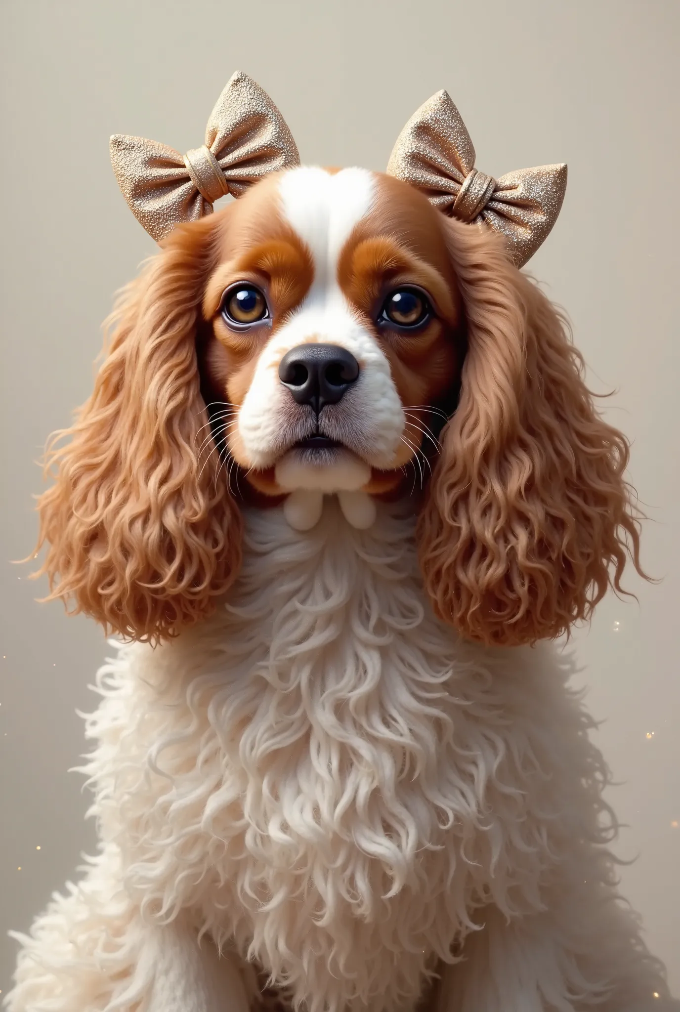 Realistic Cocker Spain dog with bows 