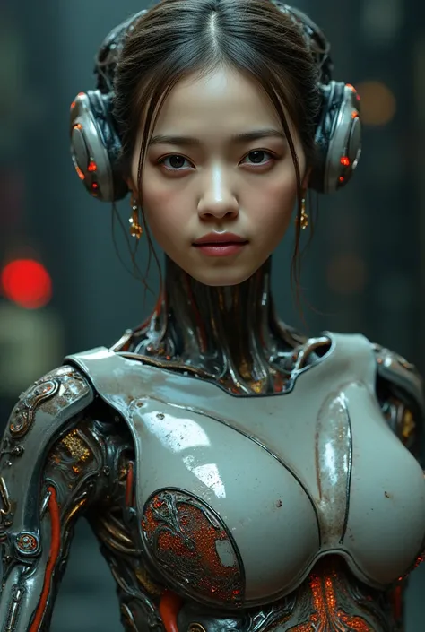 TEST Case, Highest quality, masterpiece, ultra-high resolution, ((photo realistic: 1.4), raw photo, 1 cyberpunk girl, glossy skin, 1 mechanical girl, (super realistic details)), mechanical limbs, tubes connected to mechanical parts, mechanical vertebrae at...