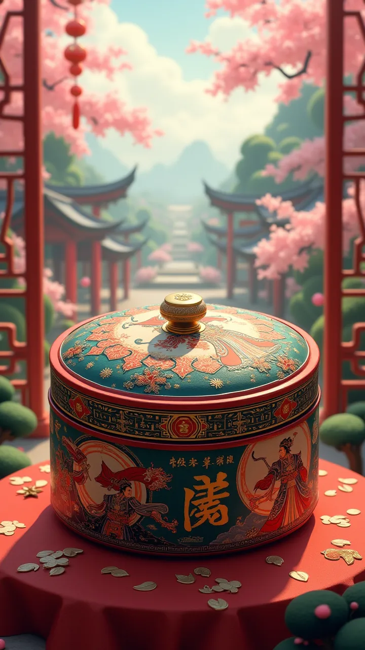 Three Kingdoms anime series: Round Chinese steamer lunch box with lid