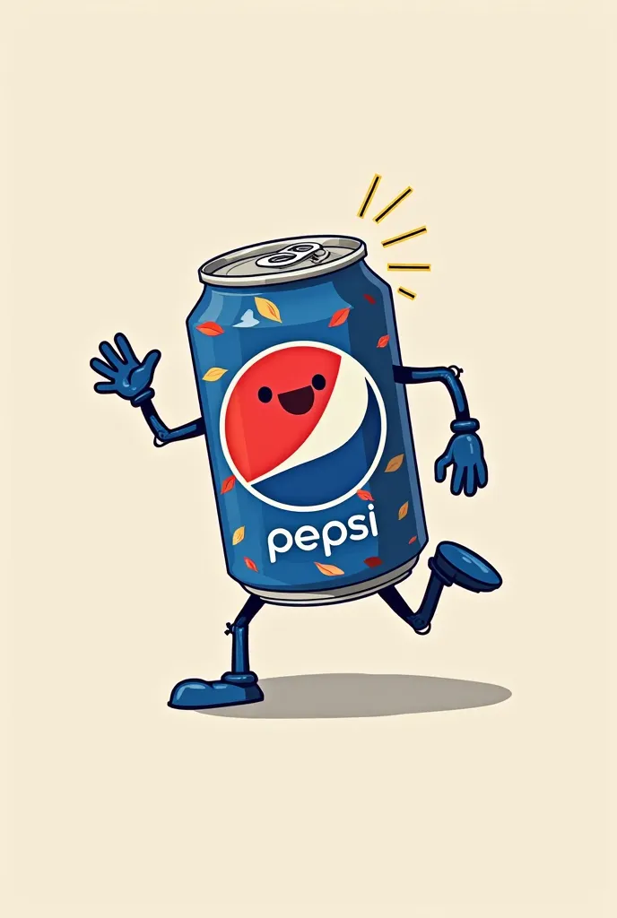 A can of Pepsi tea with arms and legs and that has a sign that says " HAPPY BIRTHDAY FELIPE "