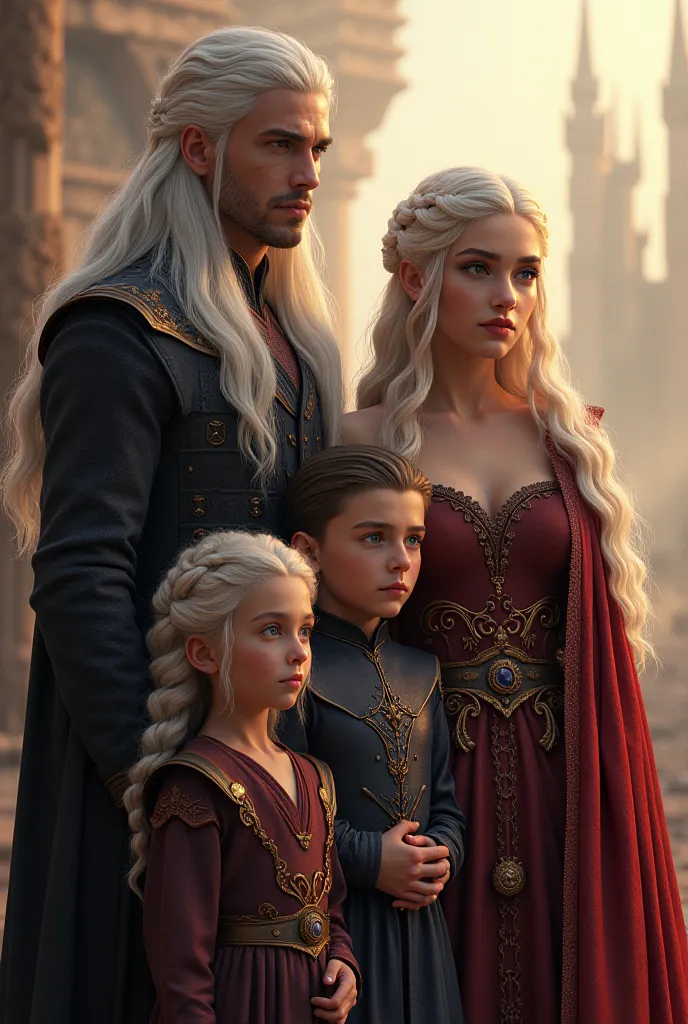 Young Targaryen couple with their son and daughter Valerian ren
