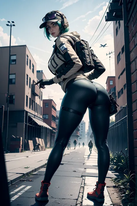 8K image has (Rainbow Six Siege)
, disguising, Alone, Green hair, bag ظهر, Shoes,  has , glasses, glasses on headwear,  has , Looking at scenes, jacket, I stumbled, bag,   short hair , Headphone,  blue eyes, disguising jacket, gloves, bag الخصر, I stumbled...