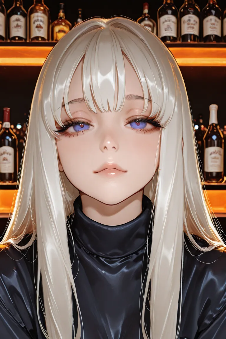 Portrait of Abigail:  is an amazing woman with high hair, sitting at a bar in a nightclub. This masterpiece is of the highest quality, overdetailed, and perfect for 8k HDR wallpapers.  with cinematic lighting , with sharp focus and intricate details.