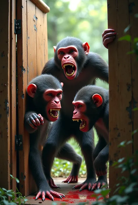 Monkeys opening house doors angry and bloody 