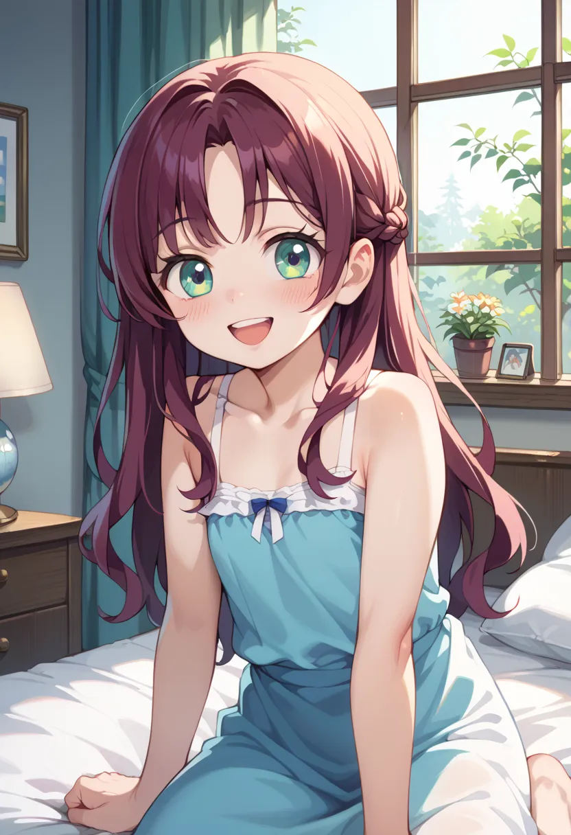 ((Best Quality)), ((masterpiece)), (be familiar with), perfect face, indoors, bedroom, watching viewers,
One woman,  Gamemun Neko ,
open mouth, ecstatic expression, blush, smile,
 small tits, flat chest, Young girl,  lori,  ,  girl,
long hair, long hair,
 ...