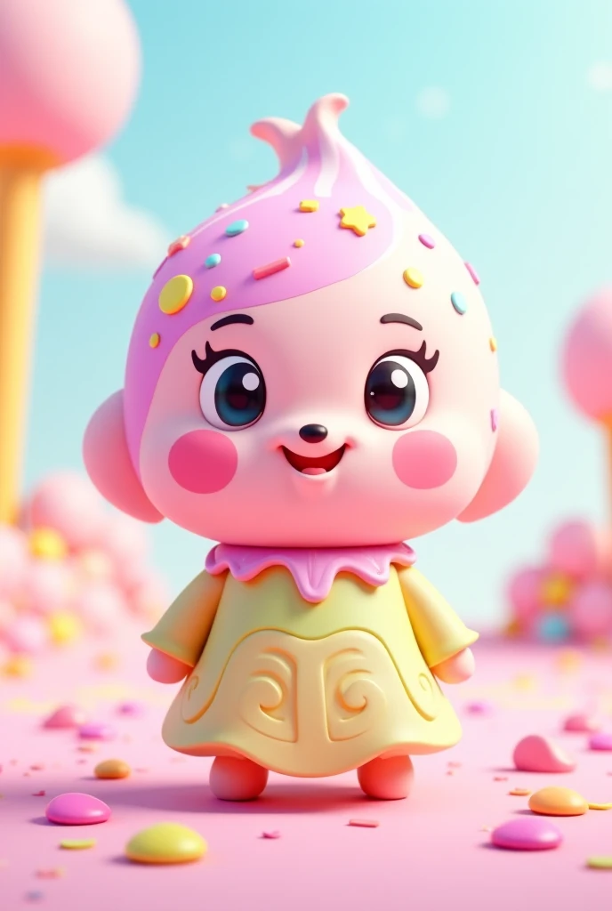 Create a character with a feminine appearance in Cartoon style with a candy-like appearance inspired by the characters "smiling critters" de Poppy playtime 