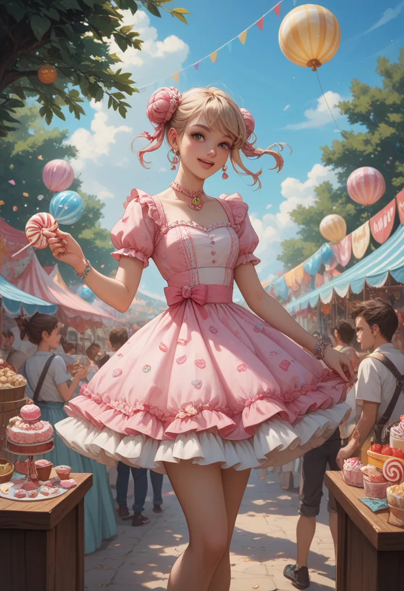 Cotton candy, cotton candy dress, carnival background