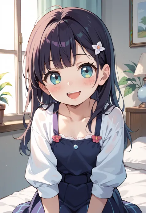 ((Best Quality)), ((masterpiece)), (be familiar with), perfect face, indoors, bedroom, watching viewers,
One woman,  Gamemun Neko ,
open mouth, ecstatic expression, blush, smile,
 small tits, flat chest, Young girl,  lori,  ,  girl,
long hair, long hair,
 ...