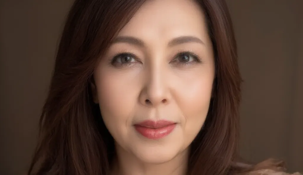 Make me realistic photos, a woman aged 50 years old,skin begins to wrinkle, long hair begins to turn gray, white skin,  sharp gaze, seductive smile,sexy, paras indonesian face . 