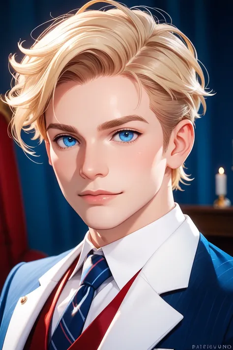 
Blonde blue-eyed male model with a high nose　profile suit 　 real 