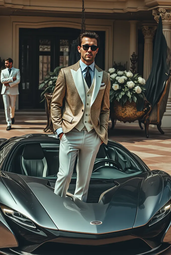 Luxury Car , A stylish man and a million dollar