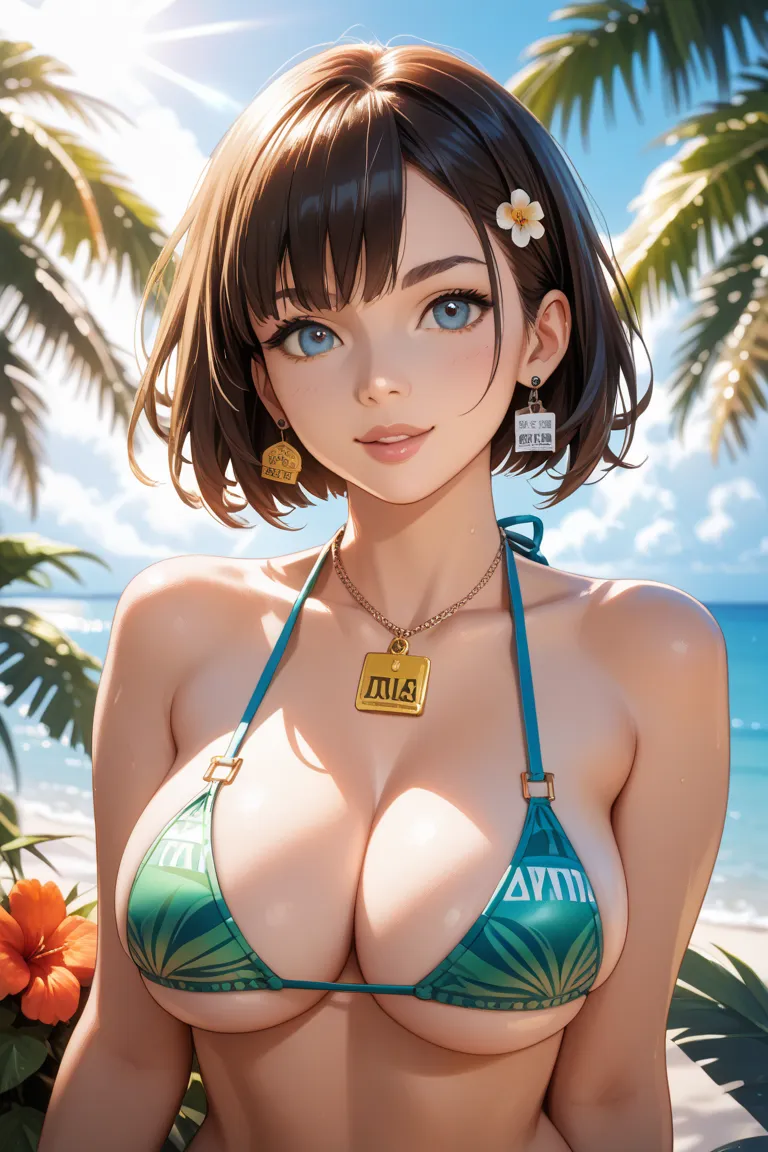 anime style big breasted brazilian bikini girl illustration