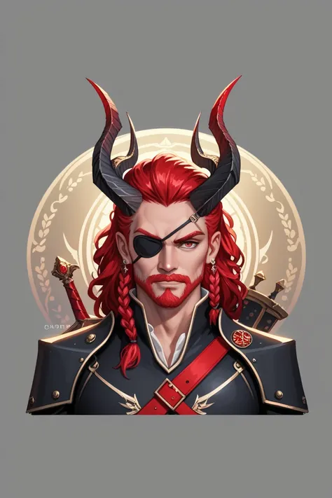 man, Demon of the Crimson Race. Astaroth Wright is a tall man with a very strong physical structure, her long hair is braided in several Afro and scarlet red braids, your eyes have the same color red, But the left eye is covered by a black eye patch, scars...