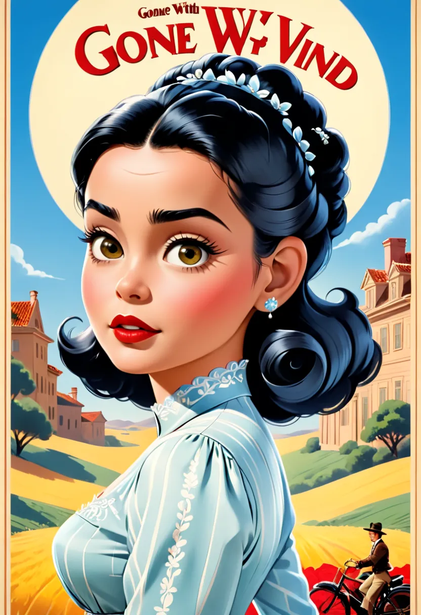 Gone with the Wind retro movie cartel Pedro Almodóvar style with his peculiar style 