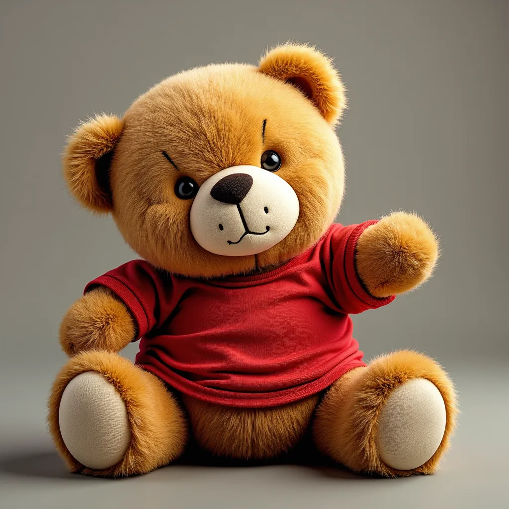 Teddy bear in a red t-shirt