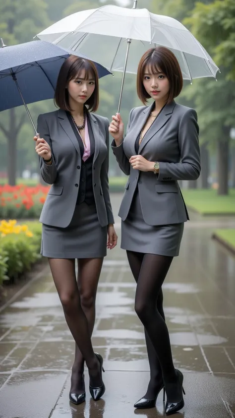    　8K,  RAW photos ,  super A high resolution,  top quality , masterpiece:1.2), (realistic illustration ), (highly detailed CG Unity 8K wallpaper), ((full body image :1.5)), ((full body:1.5)), ((2 women:1.5)), ((The two women are office ladies)), ((The tw...