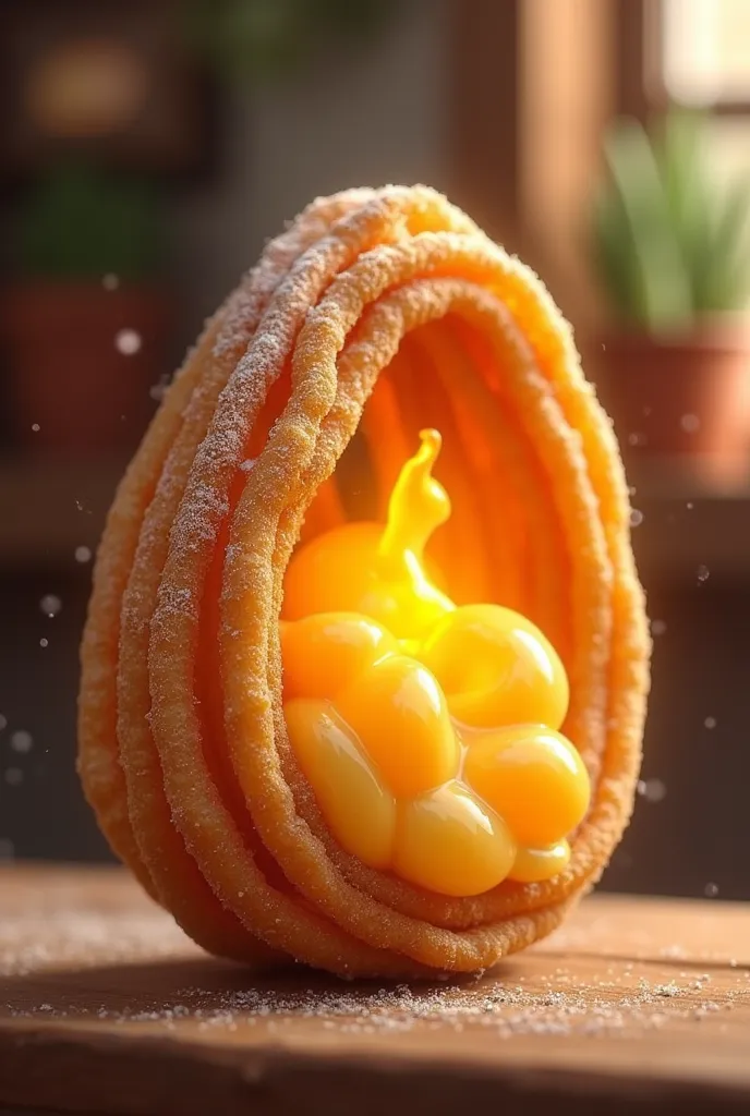 Churro stuffed with animated cheese 