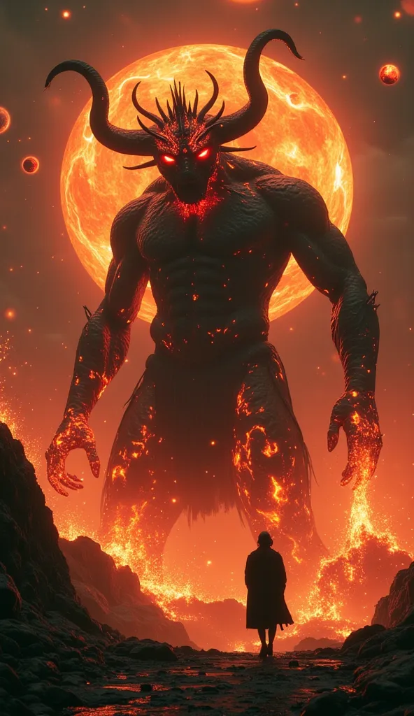 ethereal fantasy concept art of [giant demon: made of Lava], magnificent, celestial, ethereal, painterly, epic, majestic, magical, fantasy art, cover art, dreamy DonM3l3m3nt4lXL, 