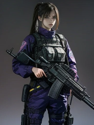   Replace 、Amazing Details、  Ultra High Resolution、（  realism ：1.4）、（（close：0.75））、 for 1 woman is extremely condensed、   beautiful delicate face 、 Term ratio、   Narrow Down the Target Group   、  Big Breasts ）、 brown hair、（Purple Tech Suit）、（Cyborg Vs........