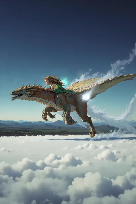 An elf riding on a dragon