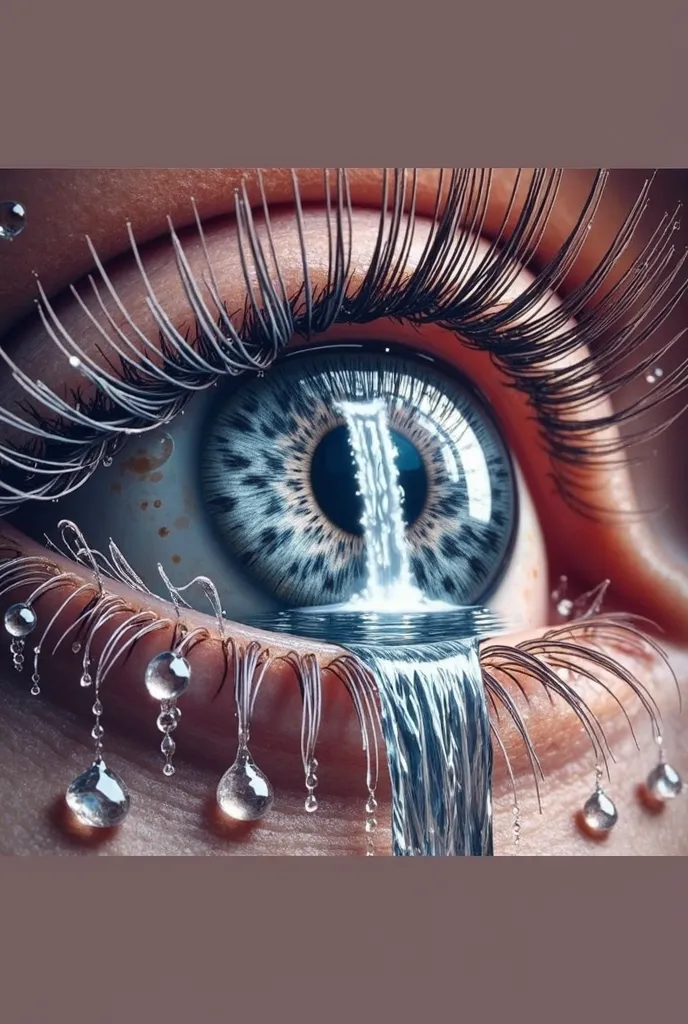 
 "A breathtaking close-up of a hyperrealistic sapphire blue eye, where the iris resembles a lush, vibrant forest with intricate radial textures. At the center of the pupil, a cascading waterfall flows outward, seamlessly blending into the lower lashes. Th...