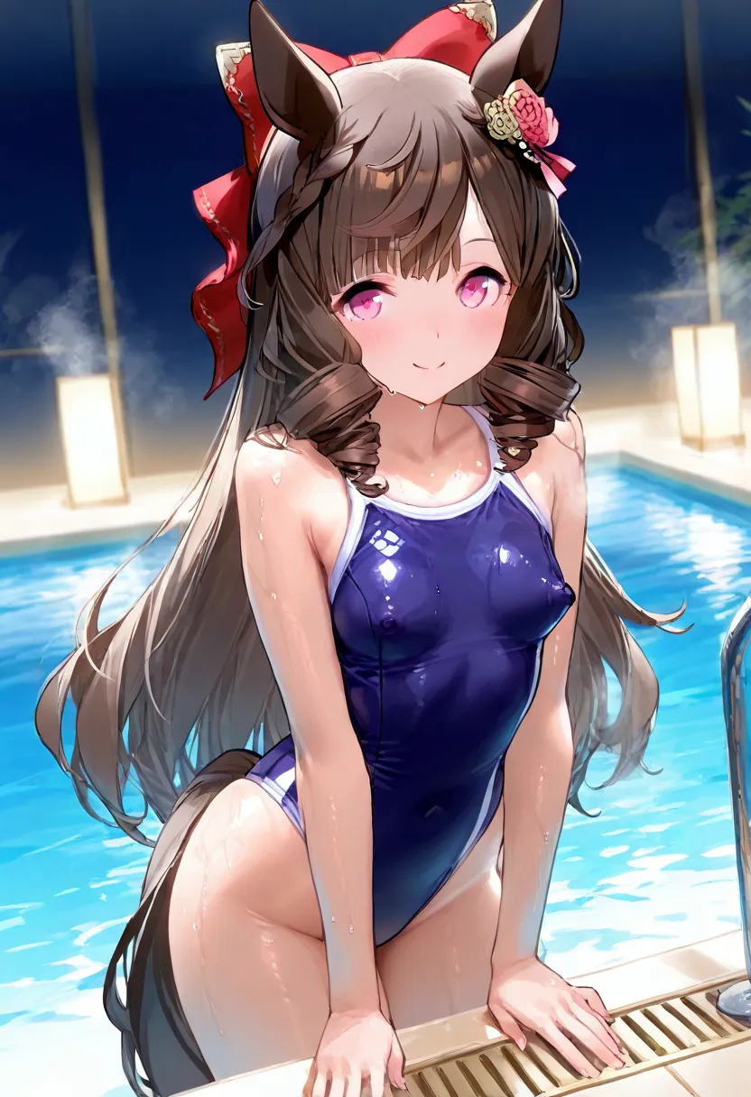 daiichi ruby \(umamusume\), 1 girl, horse ears, Horsetail, viewers, Horsetail, smile, viewers, standing, Uma Musume , 1 girl, horse ears, Horsetail, The viewers, one-piece swimsuit, tabsolute domain, White Knee High , 1 girl, viewers, smiles, viewers, stan...