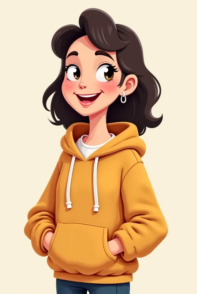 cartoon woman old 40 years wearing hoodie