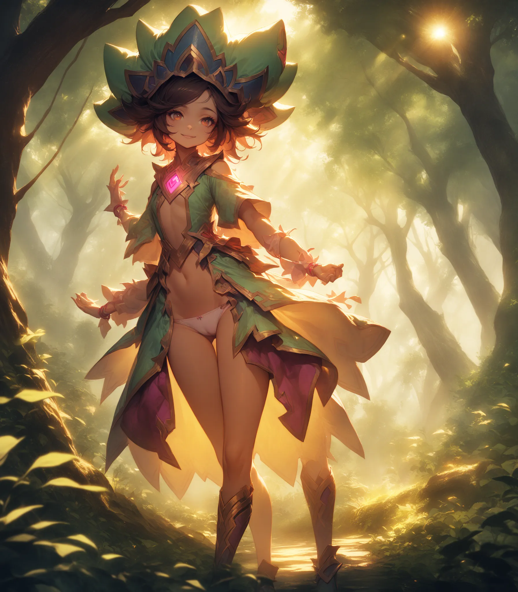 Neeko(League of legends), in forest, split, show panties, cameltoe 