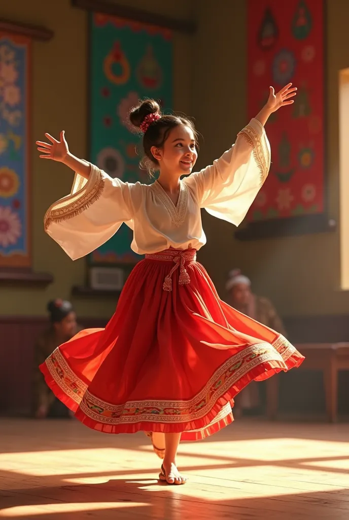 a 16-year-old ager rehearsing folk dance 