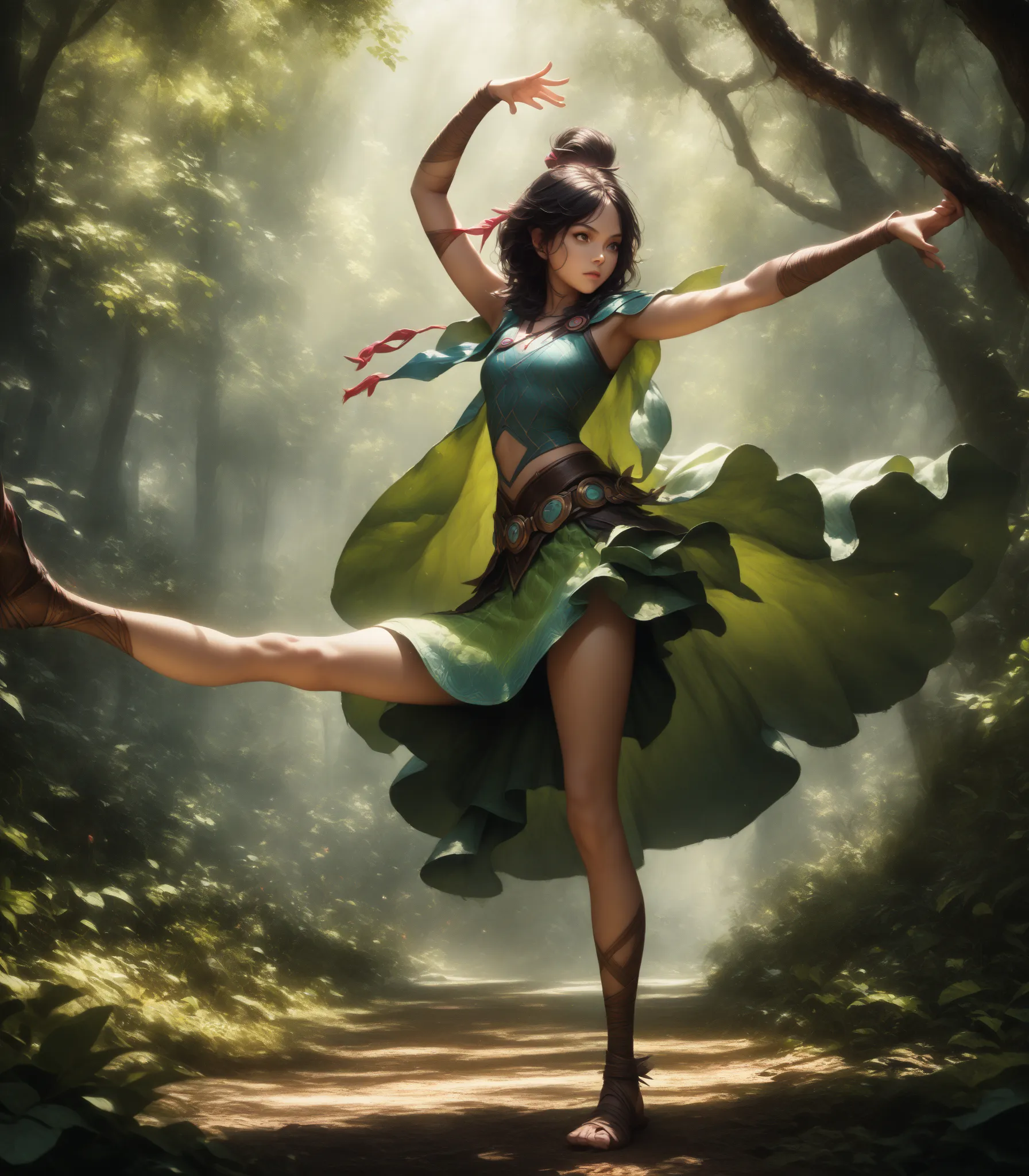 Neeko(League of legends), in forest, standing split, show panties, cameltoe 