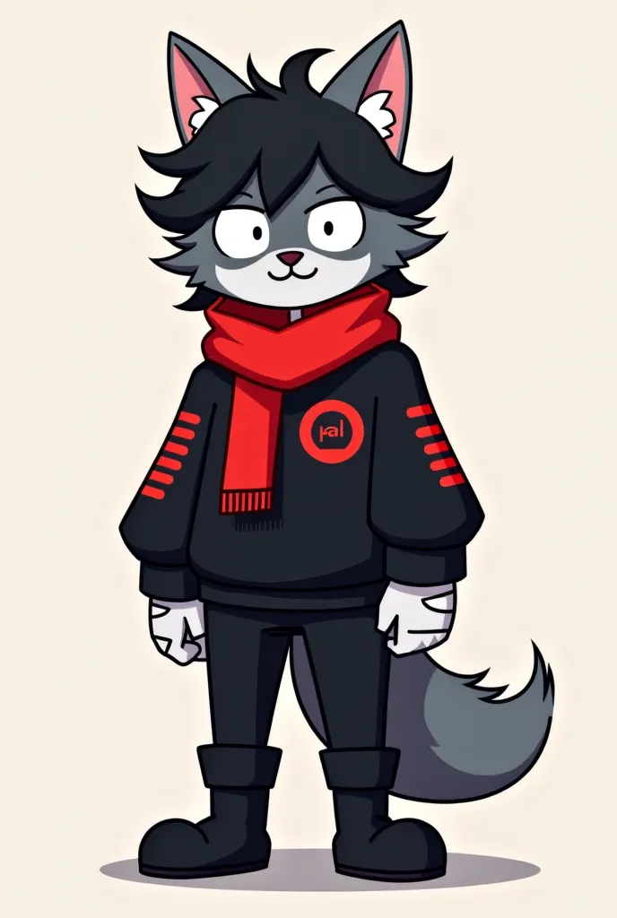 In the world of Gumball, I am a wolf , gray fur with white eyes, reds, black sweater with red lines, ninja pants and boots, with a red scarf around my neck, cola, long, messy black hair that reaches up to my shoulders and bandages on my hands and pierced i...