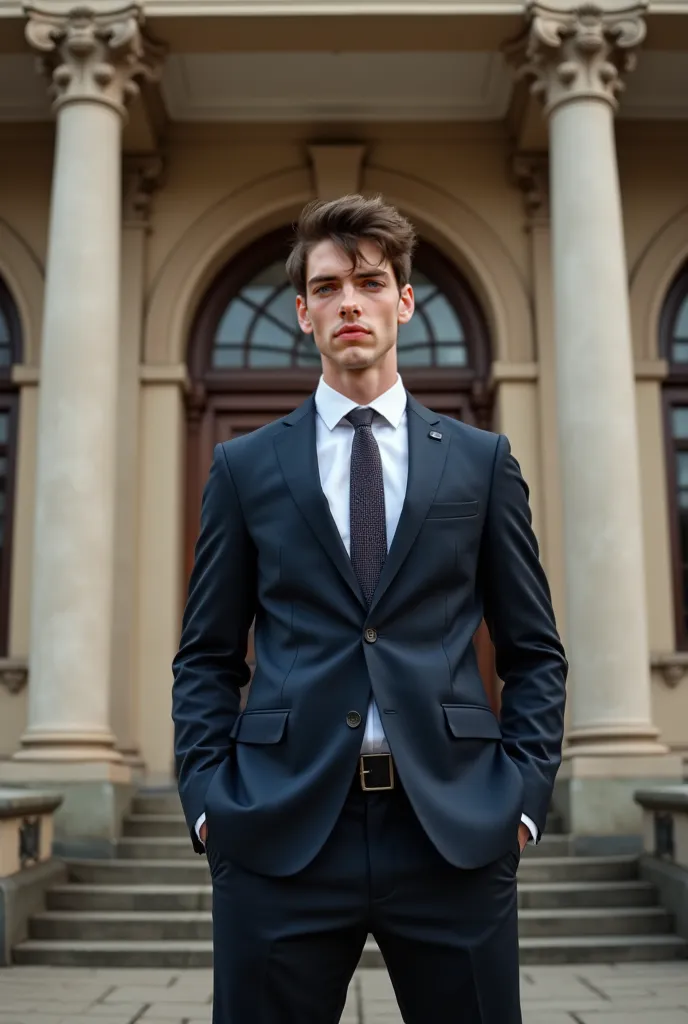 Him in front of the university