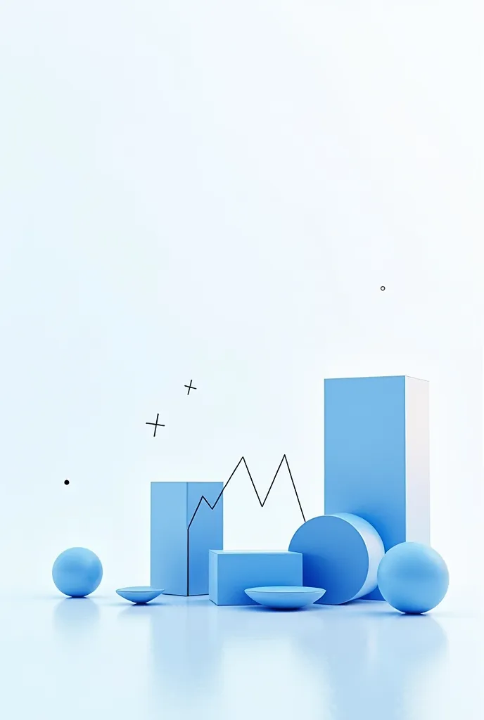 Simple design 2d with blue geometric shapes and drawings on white background