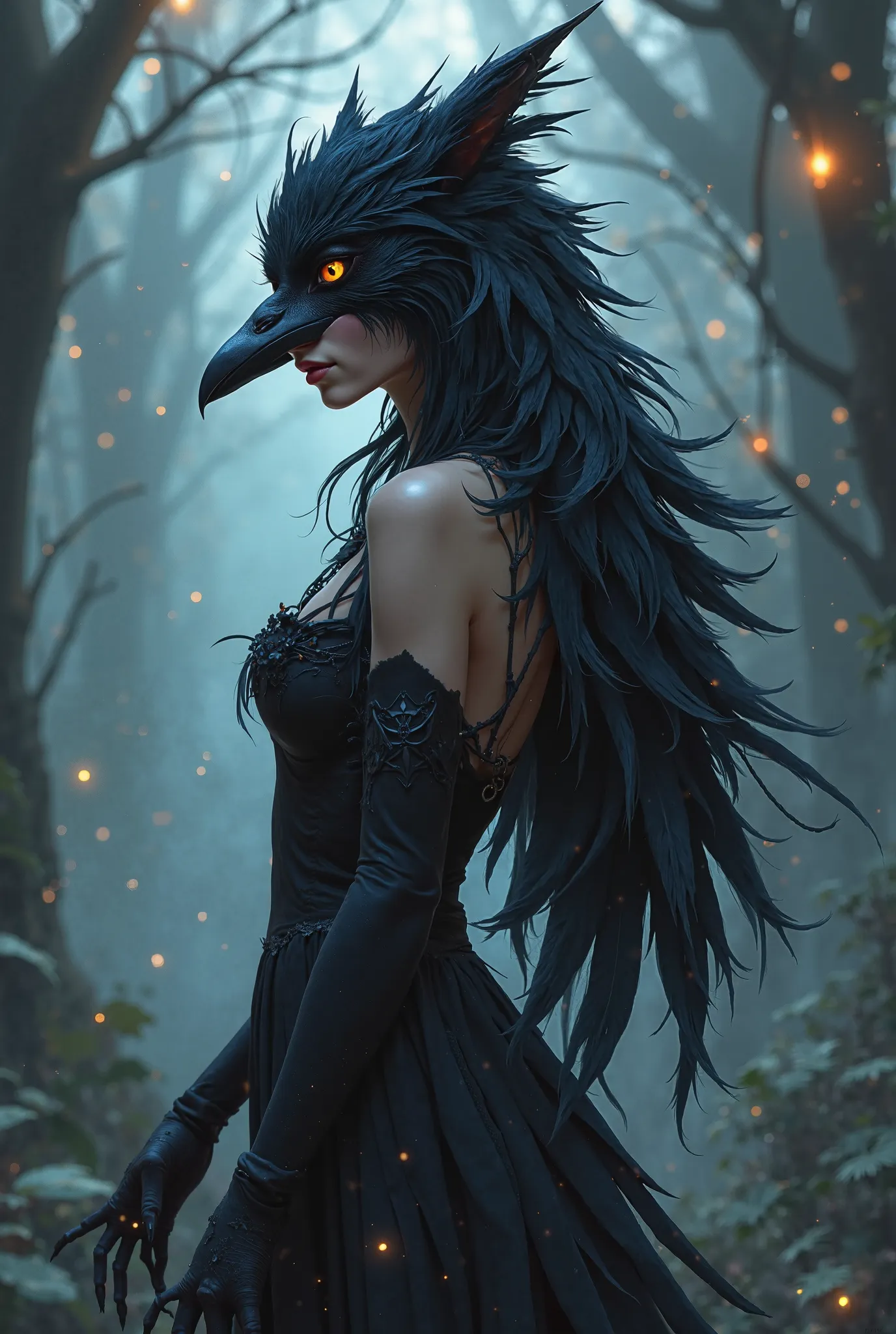 Crow furry anime girl 