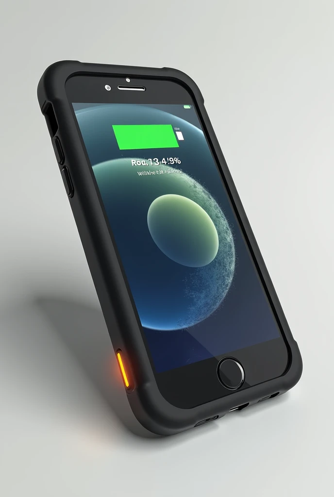 I need an image for a product.  It s a phone case that use solair panels to recharging , and can be used to recharge the phone . The case includes a small screen that indicate the batterie percentages. 