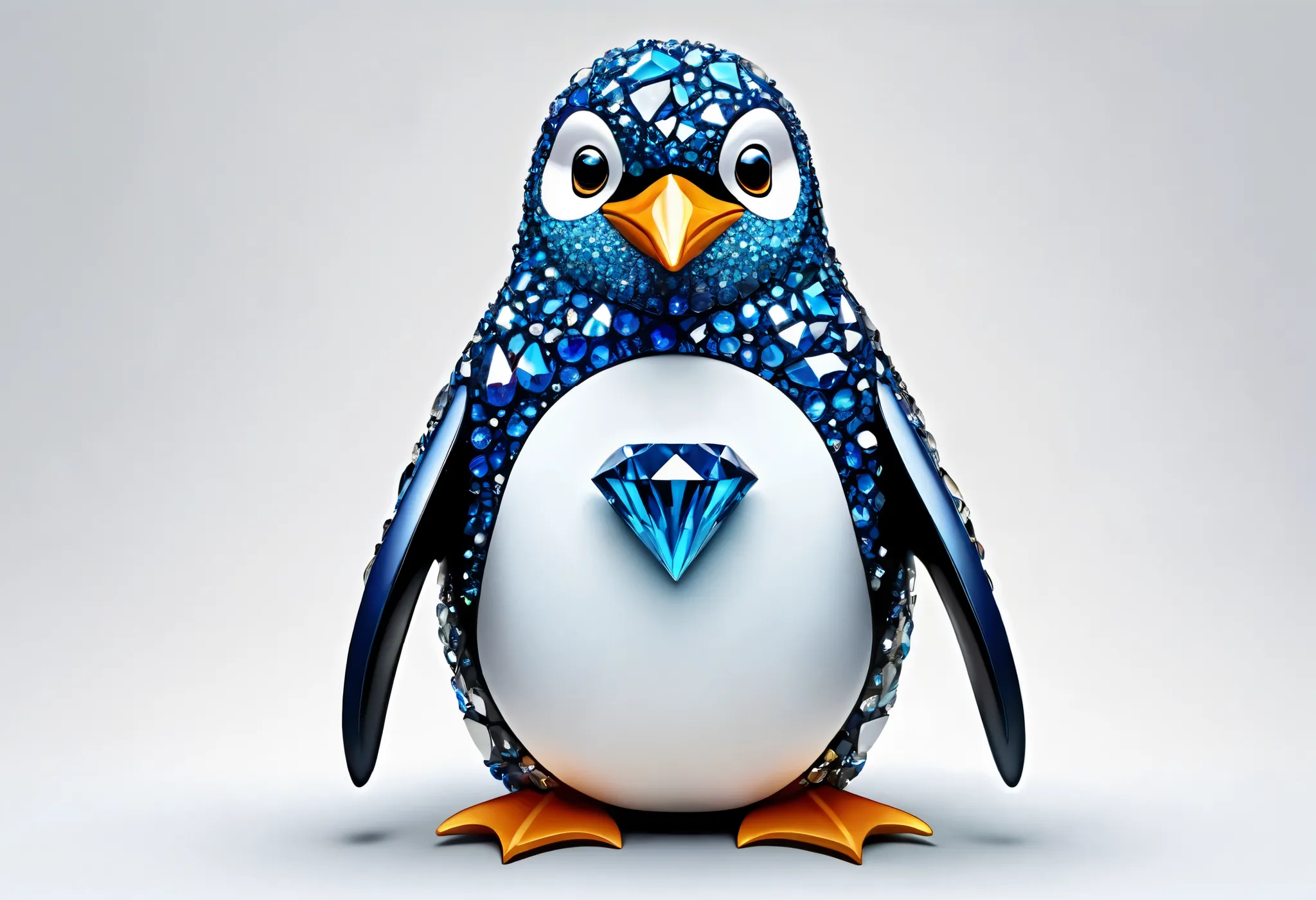 penguin with a blue diamond in its beak, anthropomorphic penguin, penguin, penguin, fat penguin, Masterful Compositions by Robert Peake , blue penguin, penguinz0,  by Tom Wänerstrand , 「diamonds, mecha anthropomorphic penguin, illustrations of, Paul Bird, ...