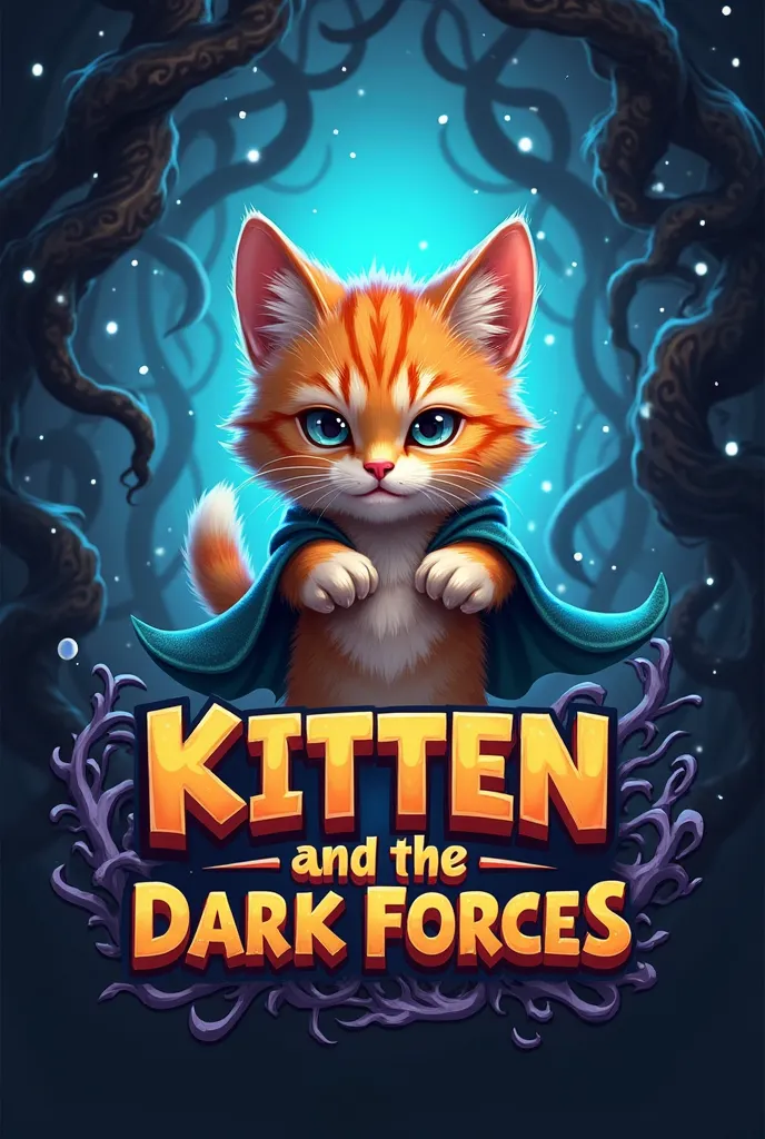 Create an icon for the game called Kitten and the Dark Forces with text on the icon