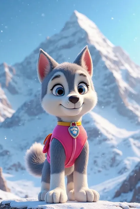 Furry Everest from the cartoon Paw Patrol in a swimsuit without panties 