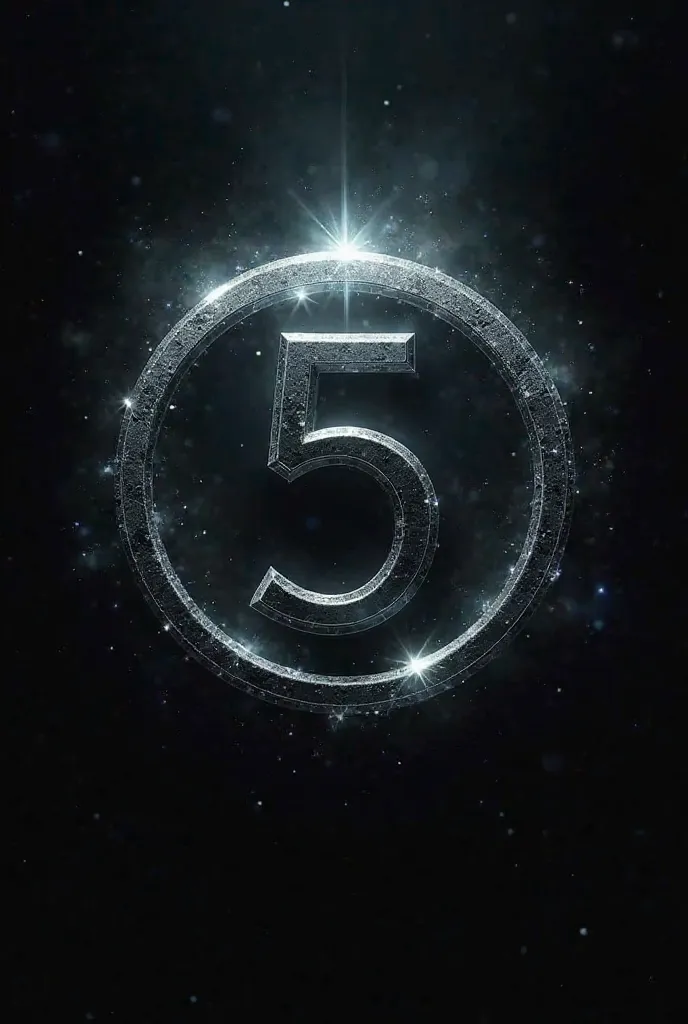 Create the Fantastic Four logo, only instead of 4 there must be a 5, The 5 must be black and inside a heavenly circle, The background is black 