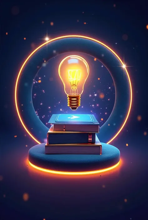 "Create a luxurious yet playful logo-style profile picture for a brand called 'The LearnLounge'. The design should blend premium elegance with a fun learning vibe. Incorporate a sleek golden book, a glowing neon play button, and a futuristic floating light...